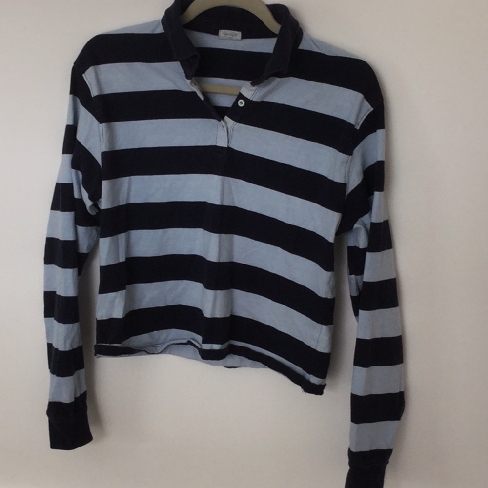Long sleeve cropped button down shirt